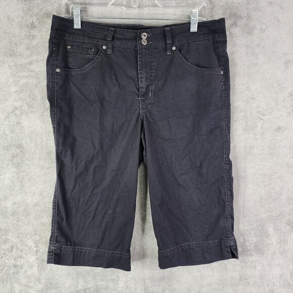 Womens Bandolino Blu Cropped Pants Jean Cut Black Cuffed High Waist Size 12 - Picture 1 of 12